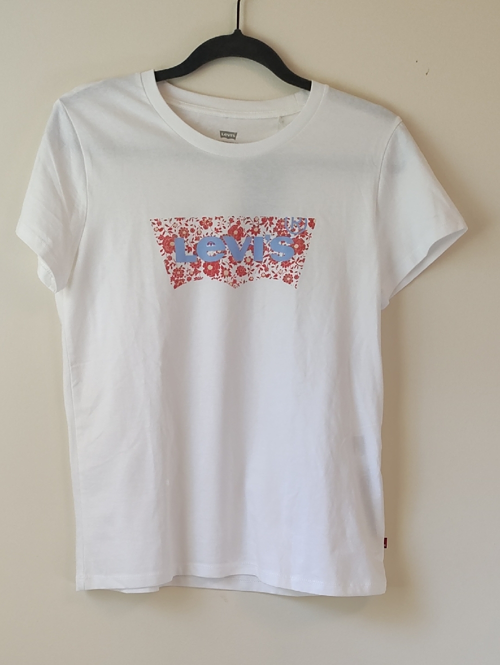 Levi's White Crewneck Tee with Gray Logo Print